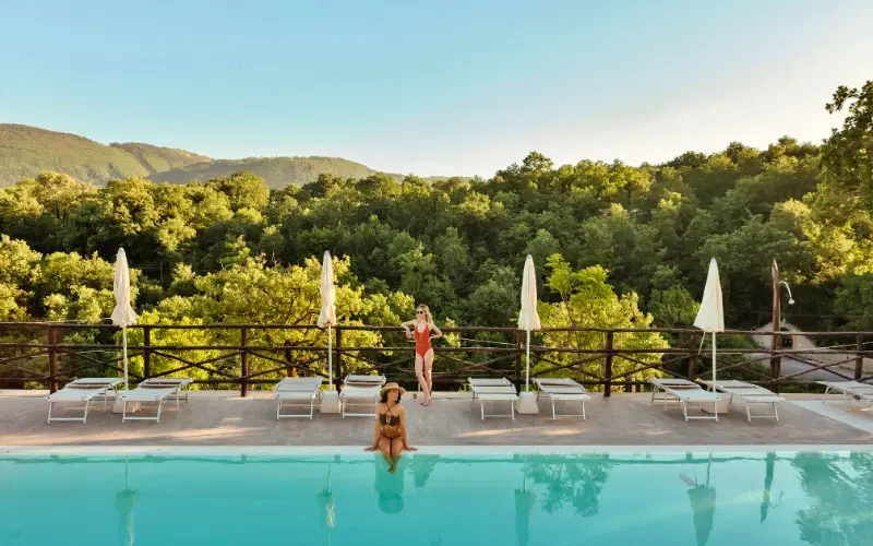 Piscina panoramica con vista colline Cilento