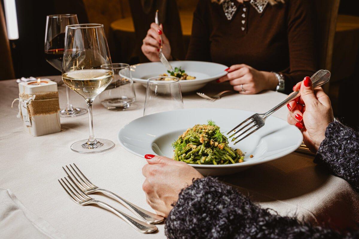 Piatto di spaghetti della cucina gourmet