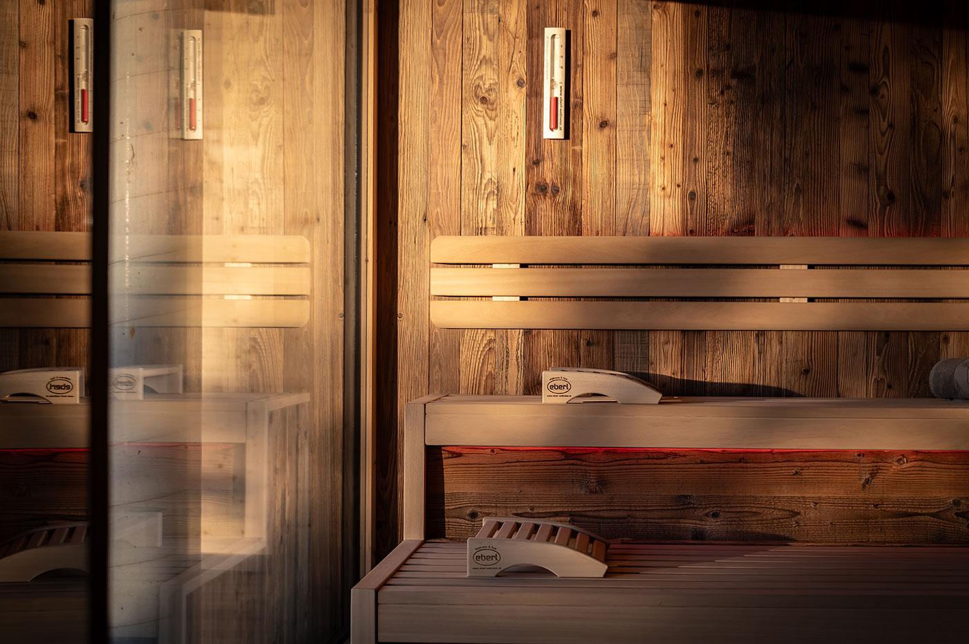 Interno della sauna finlandese